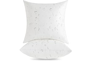 Oubonun 20x20 Outdoor Pillow Inserts (Pack of 2) - Square Waterproof Throw Pillow - Decorative Throw Pillows Insert for Couch Sofa Bed Patio Furniture - White Pillows