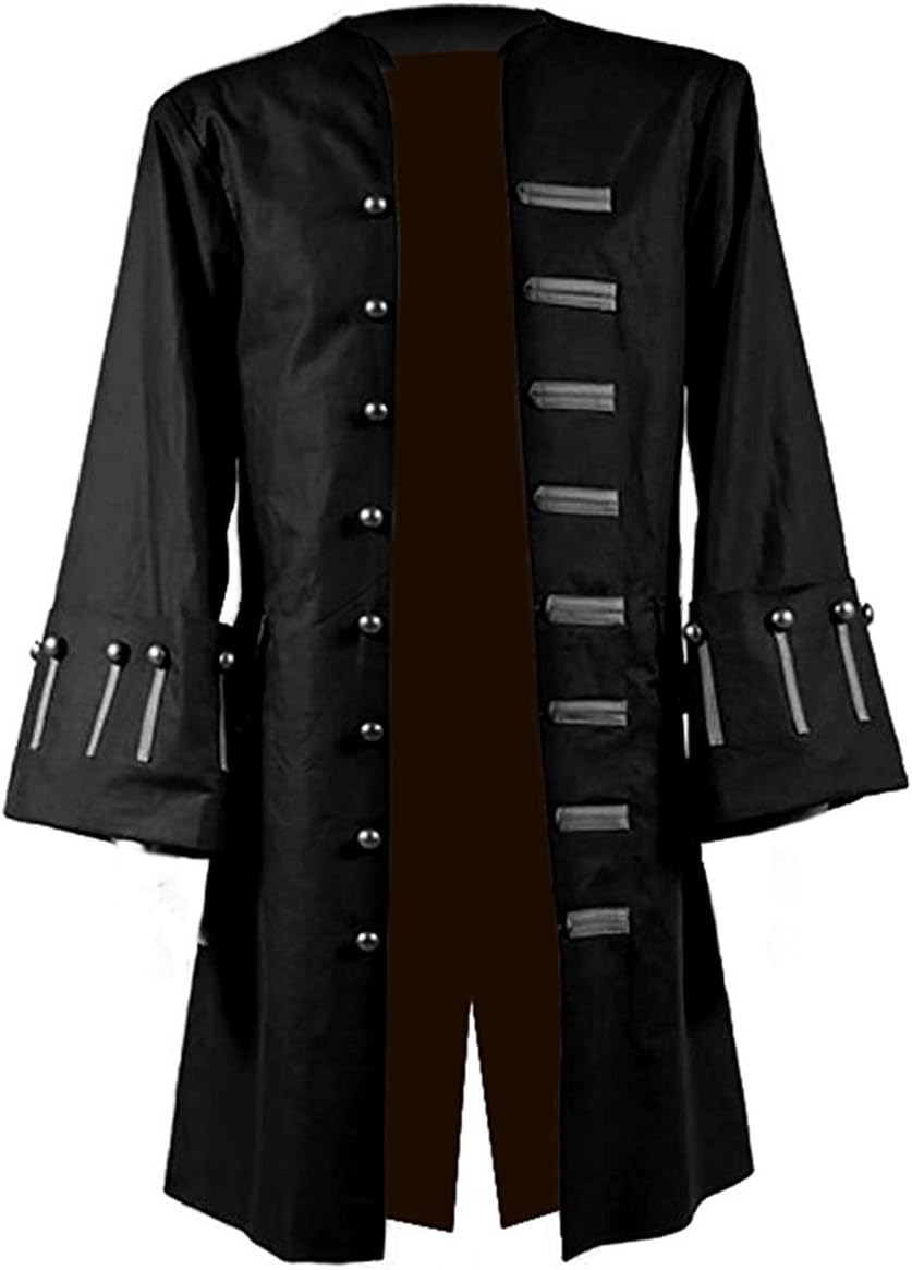 Ultimo Fashions AU Mens Sparrow Parties Costumes | Cotton Long Coat | Black Long Costume Trench Coat