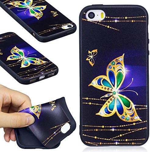 iPhone SE Case, iPhone 5/5S Case, FIREFISH Soft TPU Gel [Slim Fit] [Shock Absorption] Snap On Embossed Printing Silicone Bumper Rubber Skin Cover for Apple iPhone 5/5S/SE