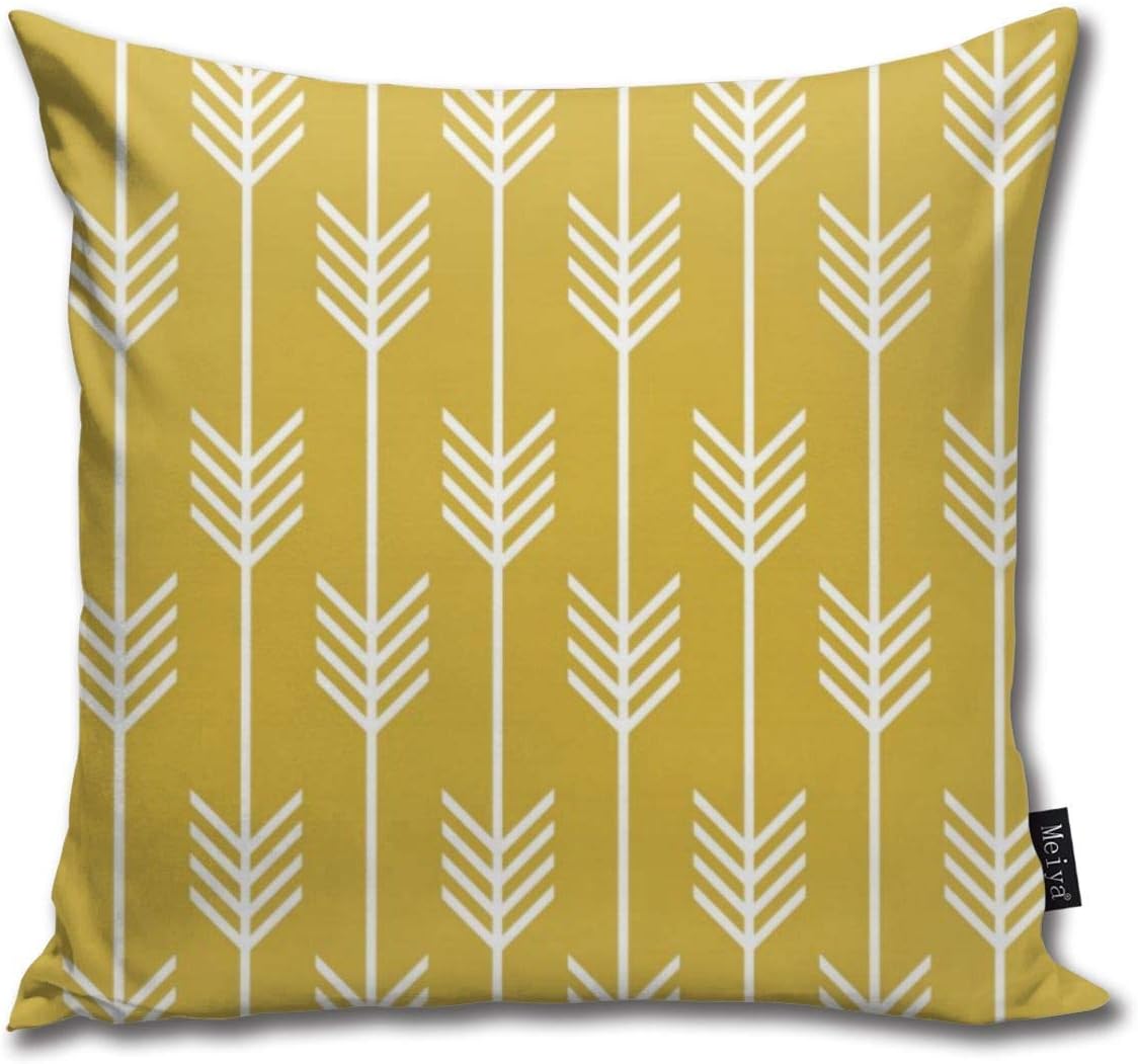 Modern Arrow Fletching Pattern Mustard Yellow Funny Square Pillow Cases Cushion Cover For Bedroom Living Room Decorative 45x45 Cm Amazon Co Uk Kitchen Home