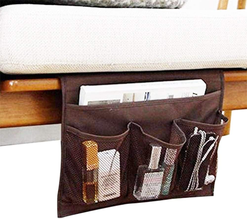 Bedside Storage Organizer/Beside Caddy/Table Cabinet Storage Organizer for Tablet Magazine Phone Remotes - All Within Arms Reach (Coffee)