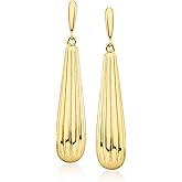 Ross-Simons 18kt Gold Over Sterling Ridged Teardrop Earrings