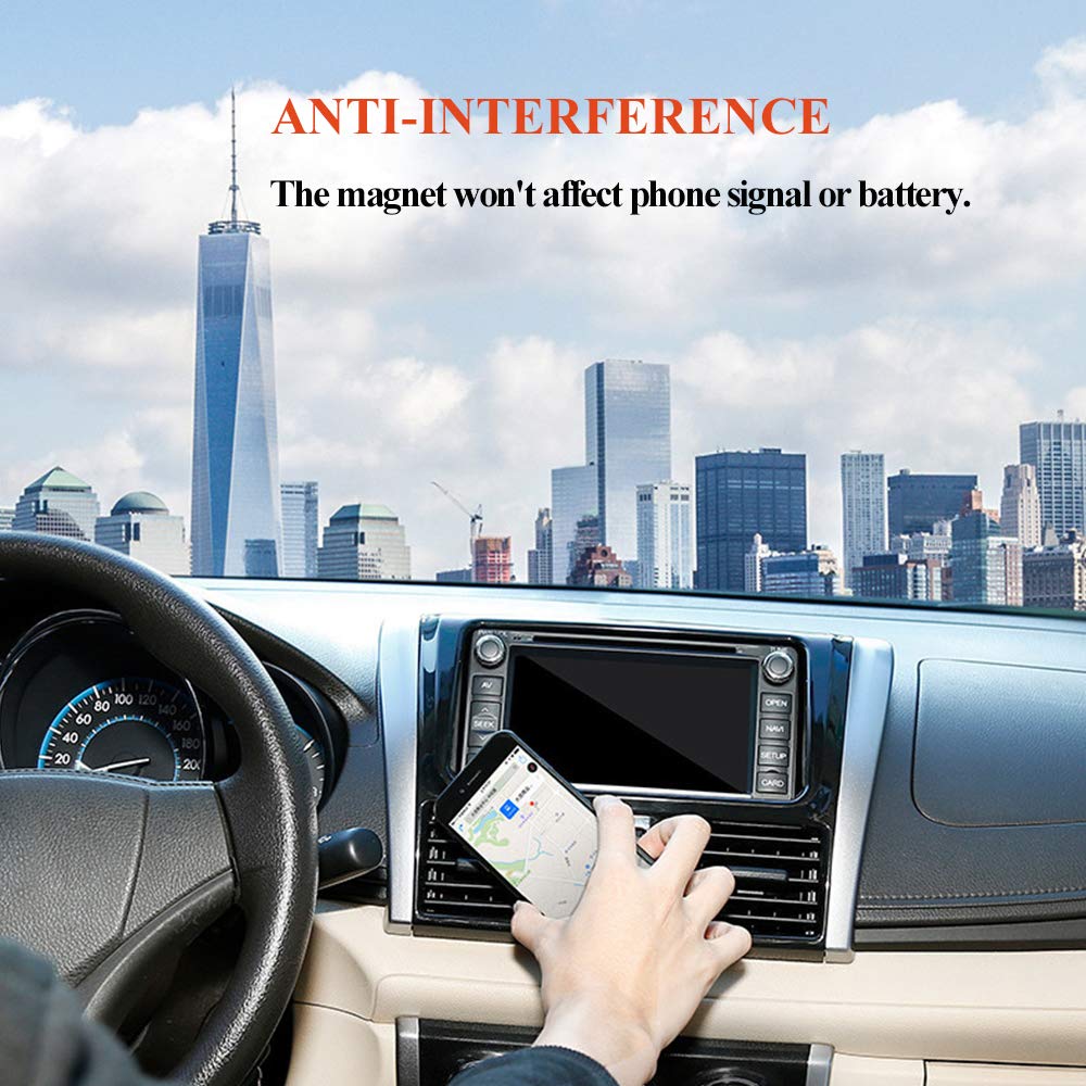 LucaSng Universal Magnetic Car Phone Holder, 2PCS Rotatable Car Phone Mounts for Dashboard and Air Conditioner Outlet (Gold)