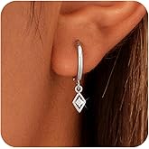 MFRYK Gold Earrings for Women,14K Gold/Silver Plated Dangle Earrings,Dainty Zircon Pendant Hoop Earrings,Dangling CZ Jewelry Gifts for Women Trendy