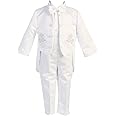iGilrDress Baby/Toddler/Boys White Baptism Christening Mandarin Collar Tail 5 pcs Tuxedo with Cross Embroidery