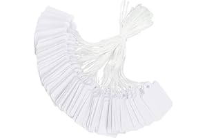 jijAcraft 500Pcs Price Tags with String Attached, White Clothing Tags for Business Selling, Small Blank Labeling Tags, Retail Strung Marking Tags, Writable Price Tags for Cloth, Jewelry (1.8" x 1")