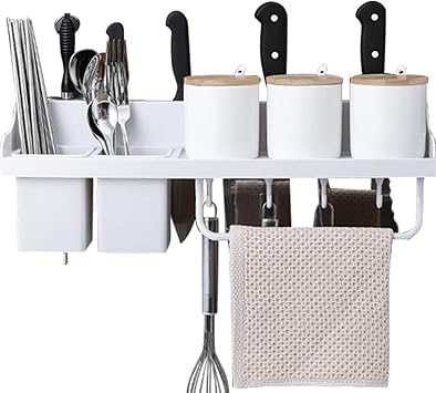 Amazon Co Jp Umoraキッチン収納ラック 壁掛け 包丁立て タオル掛け 食器 調味料 調理器具収納 穴開け不要 多機能 ホーム キッチン