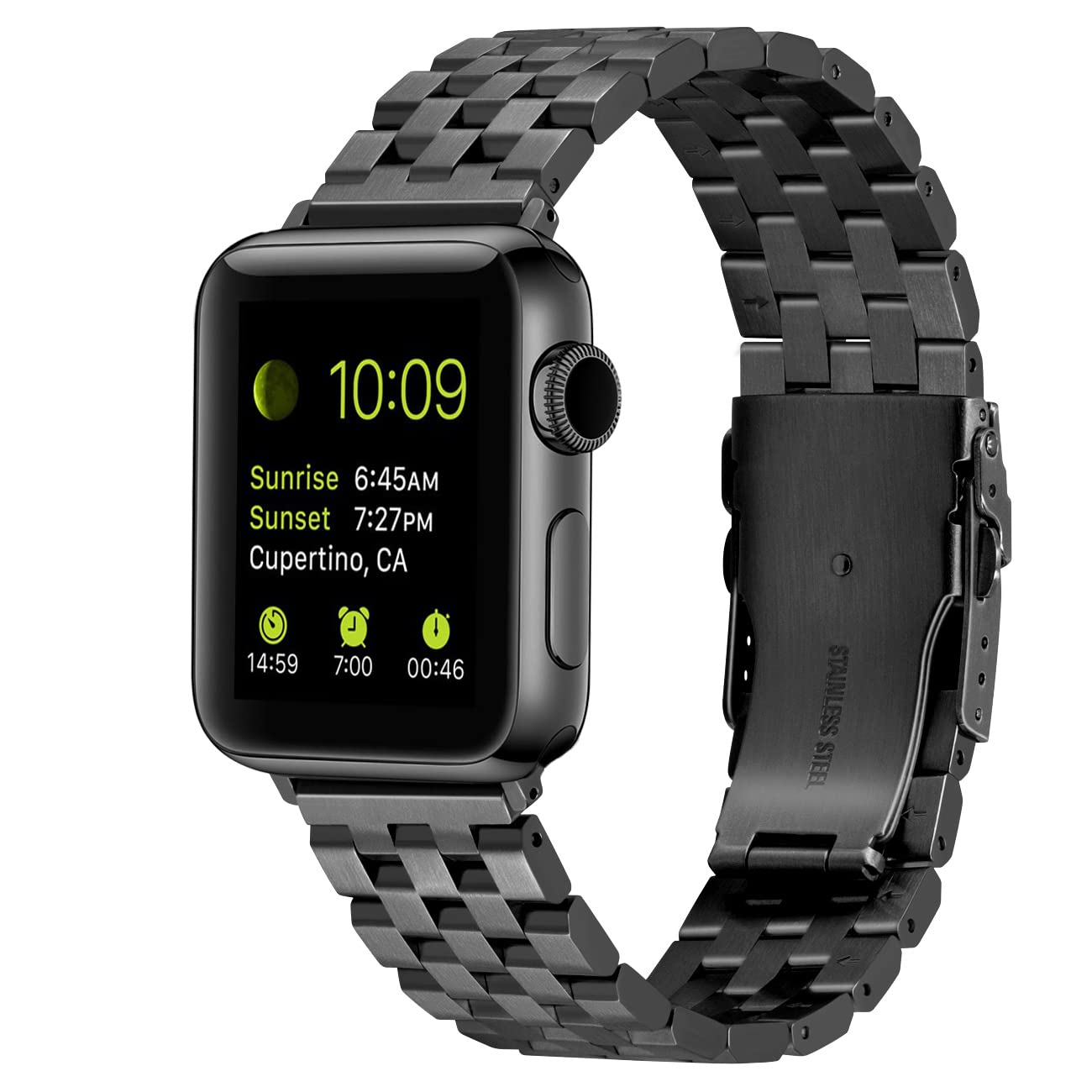 Kai Tian Metal Watch Strap Compatible for Apple Watch 38mm 40mm 41mm 42mm Watch Bands for iWatch Series 10 9 8 7 6 5 4 3 2 1 SE Ultra Men Women Black