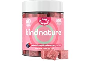 KINDNATURE High Potassium Supplement Gummies 500mg - Chewable for Adults & Kids - Pure Potassium Bicarbonate Mineral Supplement - Vegan, Gluten Free, Non GMO - 60 Gummies (30 Day Supply)