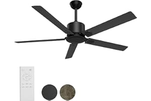 BECLOG Ceiling Fan with Remote Control, Ceiling Fans 52" Outdoor/Indoor with 6 Speeds Reversible DC Motor Ceiling Fans No Lights Modern Black for Kitchen, Living Room, Farmhouse, Patios