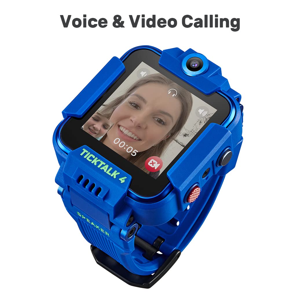 TickTalk 4 Unlocked 4G LTE Kids Smart Watch Phone with GPS Tracker, Combines Video, Voice and Wi-Fi Calling, Messaging, 2X Cameras & Free Streaming Music