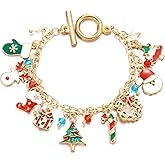 Christmas Charm Bracelets Cute Christmas Tree Pendant Bracelet Colorful Beaded Santa Claus Christmas Tree Stockings Snowflake Gift Box wreath crutch Candy Elk Pendant Bracelet for Christmas Party
