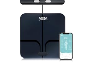 HAIZHIHUI Fitdays Smart Body Fat Scale | Advanced 8-Electrode Technology for BMI/20+ Body Metrics | Full-Color LED & High Precision | Bathroom Weight Scale for Fitness/Weight Loss |(FI2211WB-BLACK)
