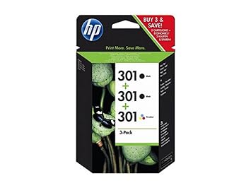 HP Original E5Y87EE / 301, für DeskJet 3054 a 3X Premium Drucker-Patrone, Schwarz, Cyan, Magenta, Gelb, 2X 190, 1x 165 Seiten