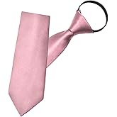 Mantieqingway Zipper Ties for Men Solid Color Pre-tied Adjustable Mens Ties Satin Necktie for Wedding Party Business School