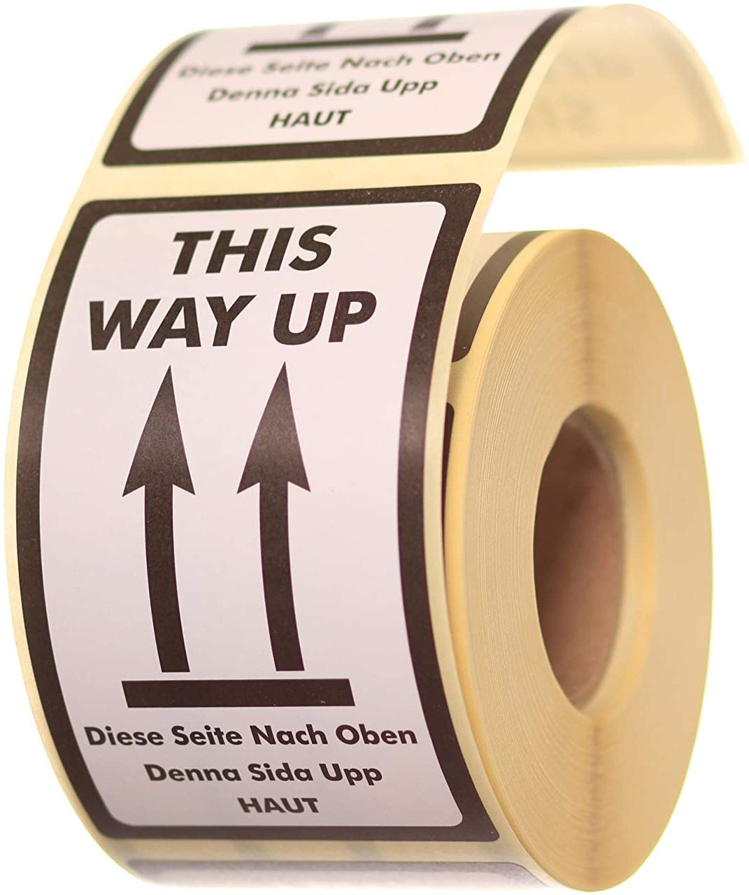 Label Planet® 500 “This Way UP” Packaging Labels (1 Roll), Large Printed Stickers for Mailing Parcels. Multi Language 70 x 120 MM Sticky Easy Peel Parcel Postage Shipping Warning Labelling, UK PL05