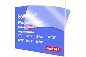 GetWant 1/4 Clear Acrylic Sheet, 6mm Thick 18x24 Plexiglass Sheets for Sign Making, LED Light Project, Skylight, Windows Glass, Tabletop, Display Case, Stand, Holder