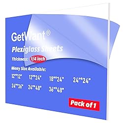 GetWant 1/4 Clear Acrylic Sheet, 6mm Thick 18x24