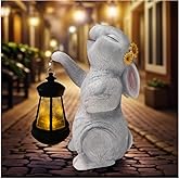 CNPOLOOK Garden Statue Solar Garden Decor Solar Rabbit with LED Light Outdoor Easter Decorations for Home, Patio, Yard,Lawn Ornaments Waterproof Resin Figurine Christmas Mother's Day Gifts（9.8 Inch）