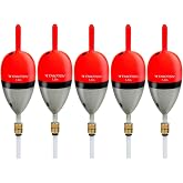 THKFISH Wood Slip Bobber for Fishing with Brass Weighted Crappie Floats | 5 Pcs Fishing floats Weighted Slip Bobbers with Brass Pendant for Steelhead Bass, Crappie, Walleye, Salmon Fishing