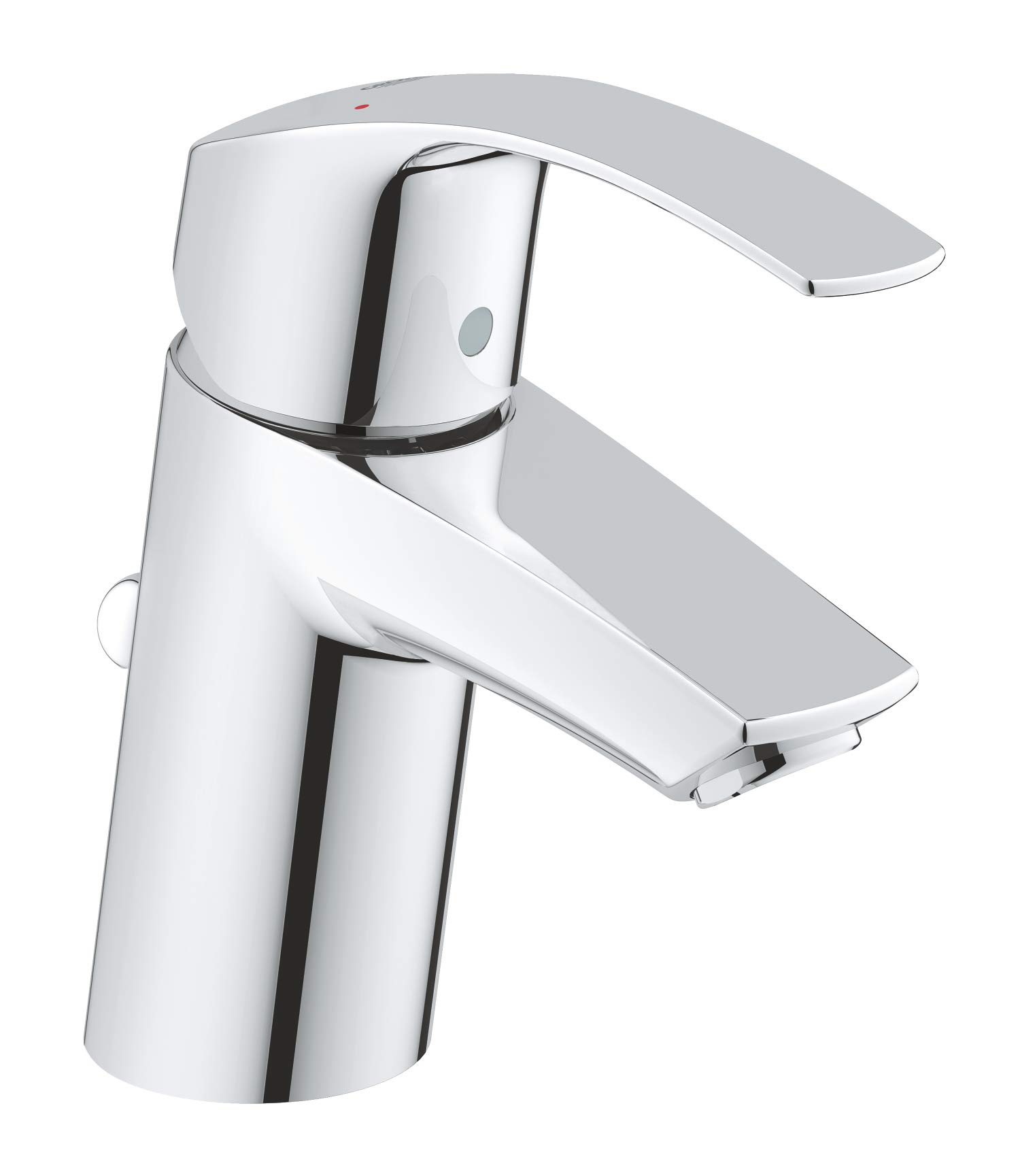 GROHE Eurosmart Basin Mixer Tap with Pop-Up Waste Set (Metal Lever, S-Size 146 mm, 35 mm Ceramic Cartridge, Water Saving; Tails 3/8 Inch), Chrome, 33265002
