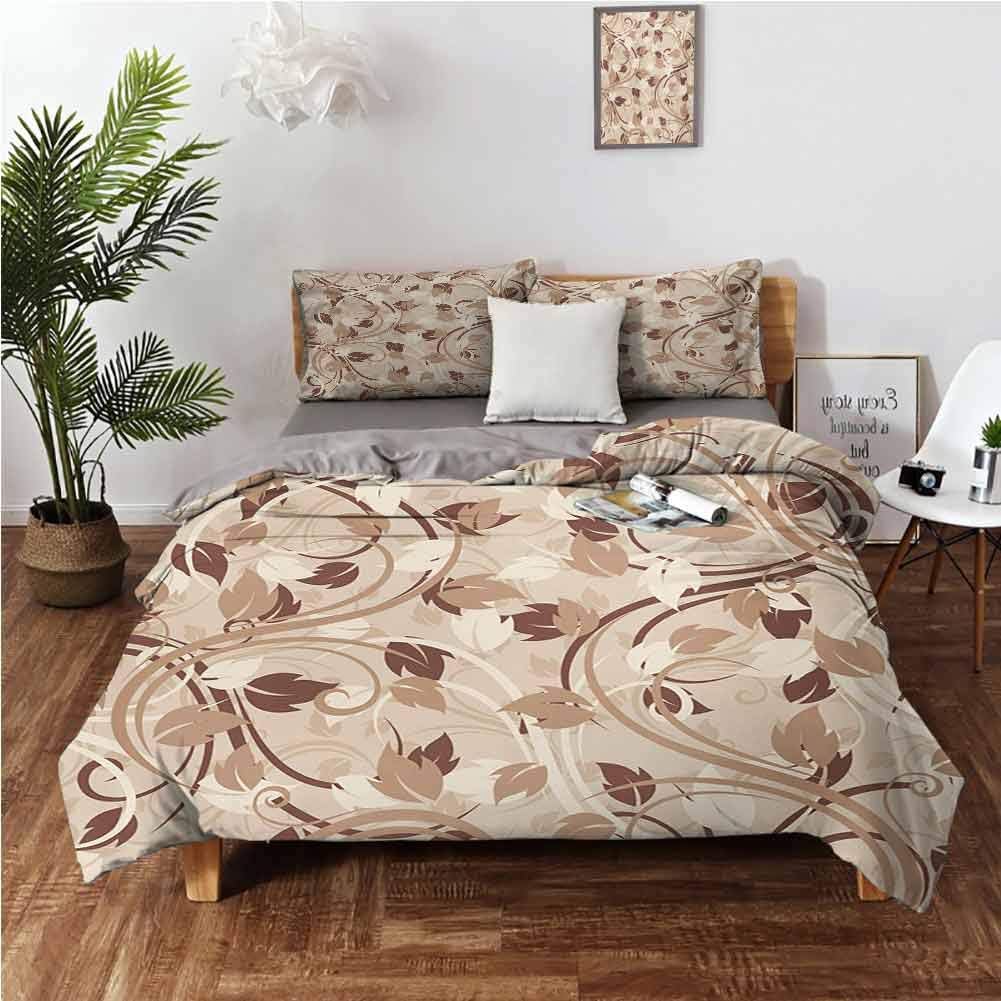 Ivory Bed Sheet Set Autumn Leaves in Faded Earthen Tones