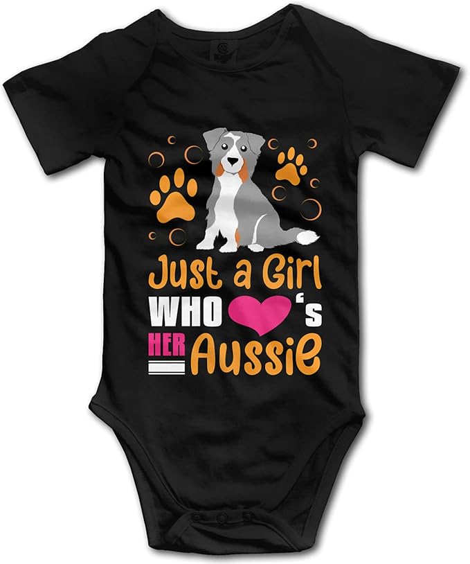 Jut A Girl Who Loves Her Aussie Australian Shepherd Baby Onesie ShortSleeve