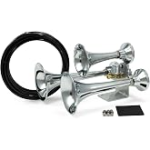 HornBlasters Outlaw 12/24-Volt Train Horn - 3 Chrome Trumpets - Big Sound