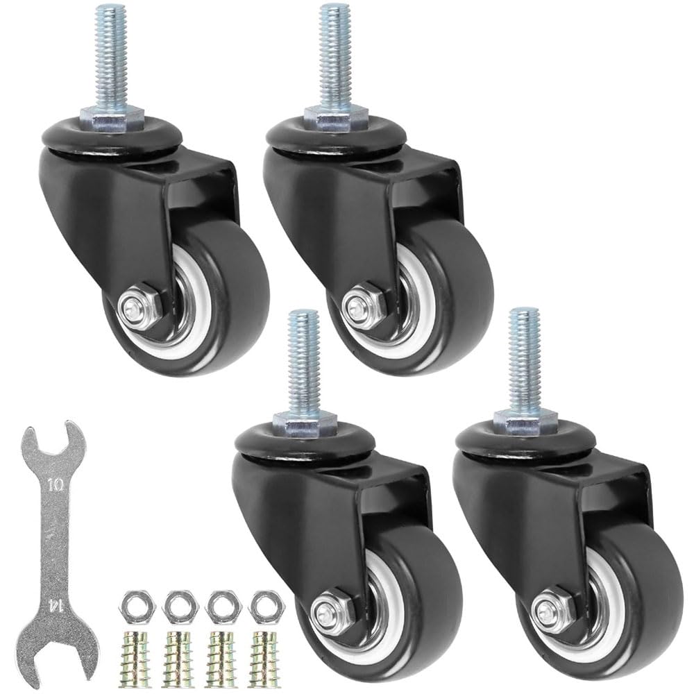 Photo 1 of 1.5 Inch Swivel Caster Wheels PU 360 Degree Threaded Stem Caster Wheel M8 x 25mm, 330lb Total Load Capacity, Pack of 4