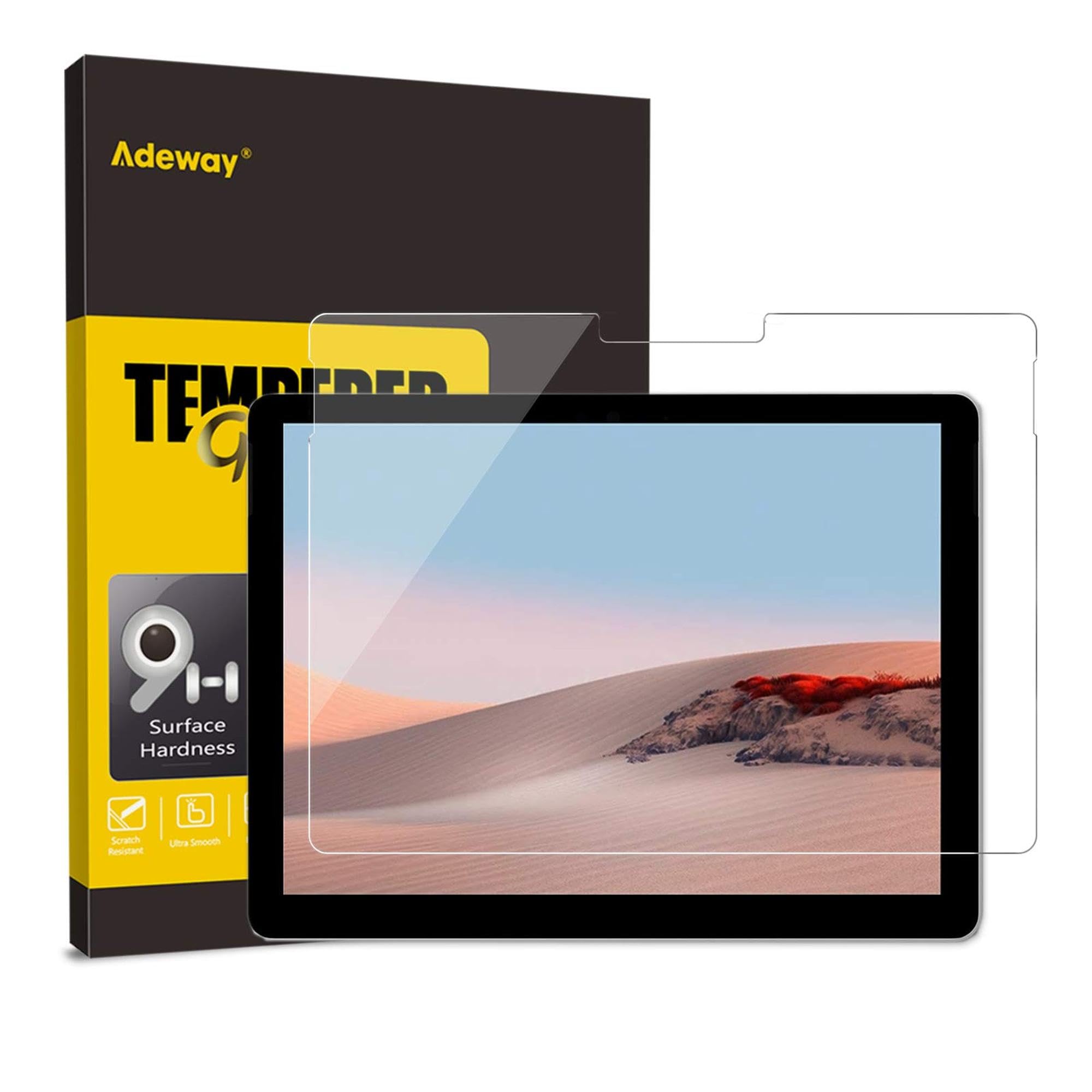 Adeway Microsoft Surface Go 4 Screen Protector 10.5 Inch, Tempered Glass/Ultra Sensitive/Lifetime Replacement/Bubble Free, Compatible for Surface Go 4/3/2/1