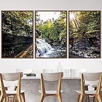 3 Piece Framed Canvas Wall Art Forest Waterfalls Canvas Prints Home Artwork Decoration for Living Room,Bedroom - 16