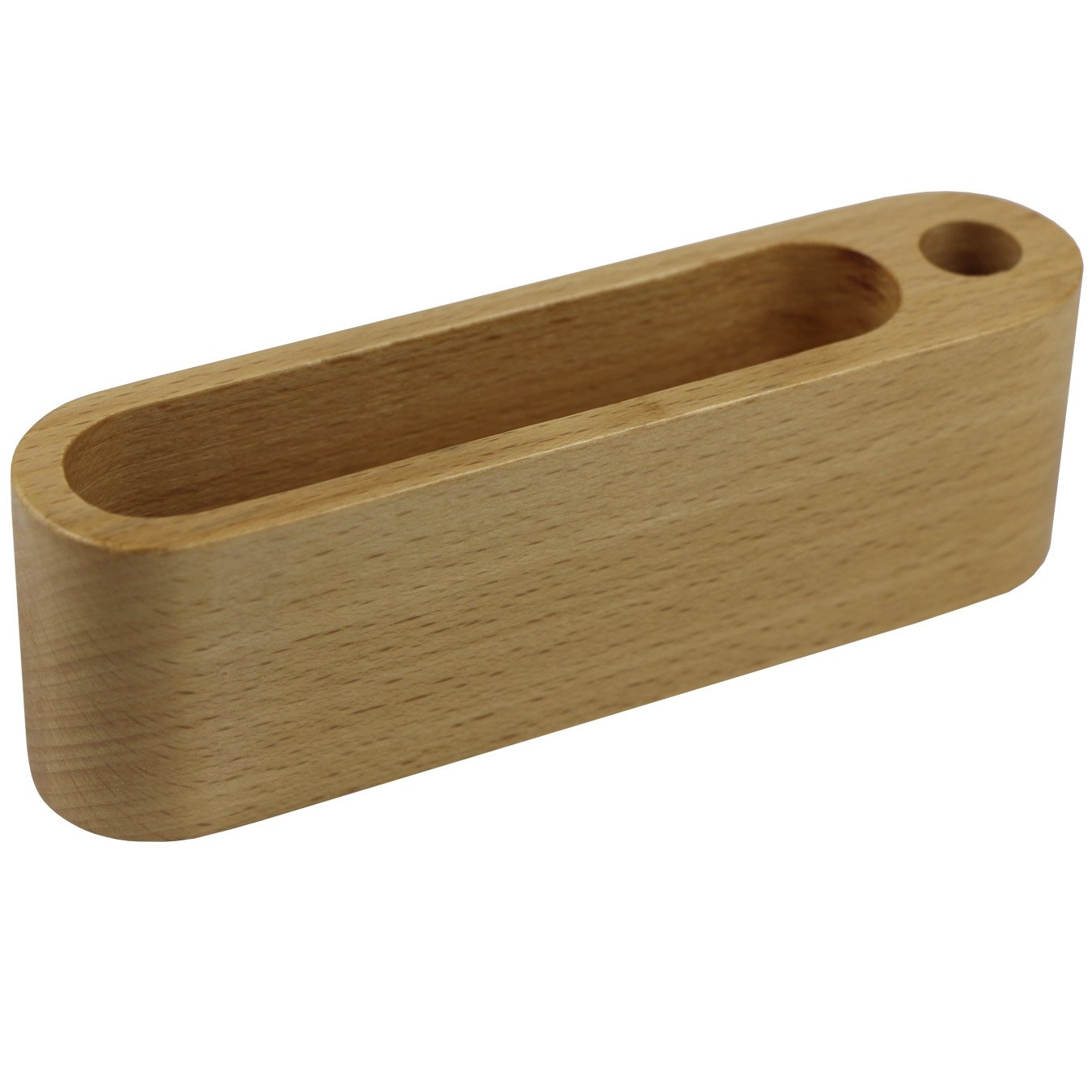 UOOOM Wooden Desktop Business Card Case with Pen Holder Vintage Desktop Storage Box (Beech)