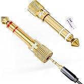 VCE 3.5mm to 1/4 Adapter Stereo Headphone Adapter, 2-Pack, White and Red | Seamless Audio Connection, Premium Sound Fidelity, Secure TRS Connection for Aux Cable, Guitar Amplifier, Headphone