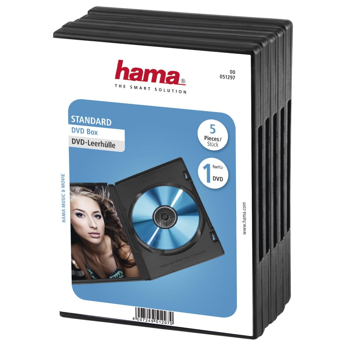 Hama 51297 Standard DVD Jewel Case, pack of 5 - Black