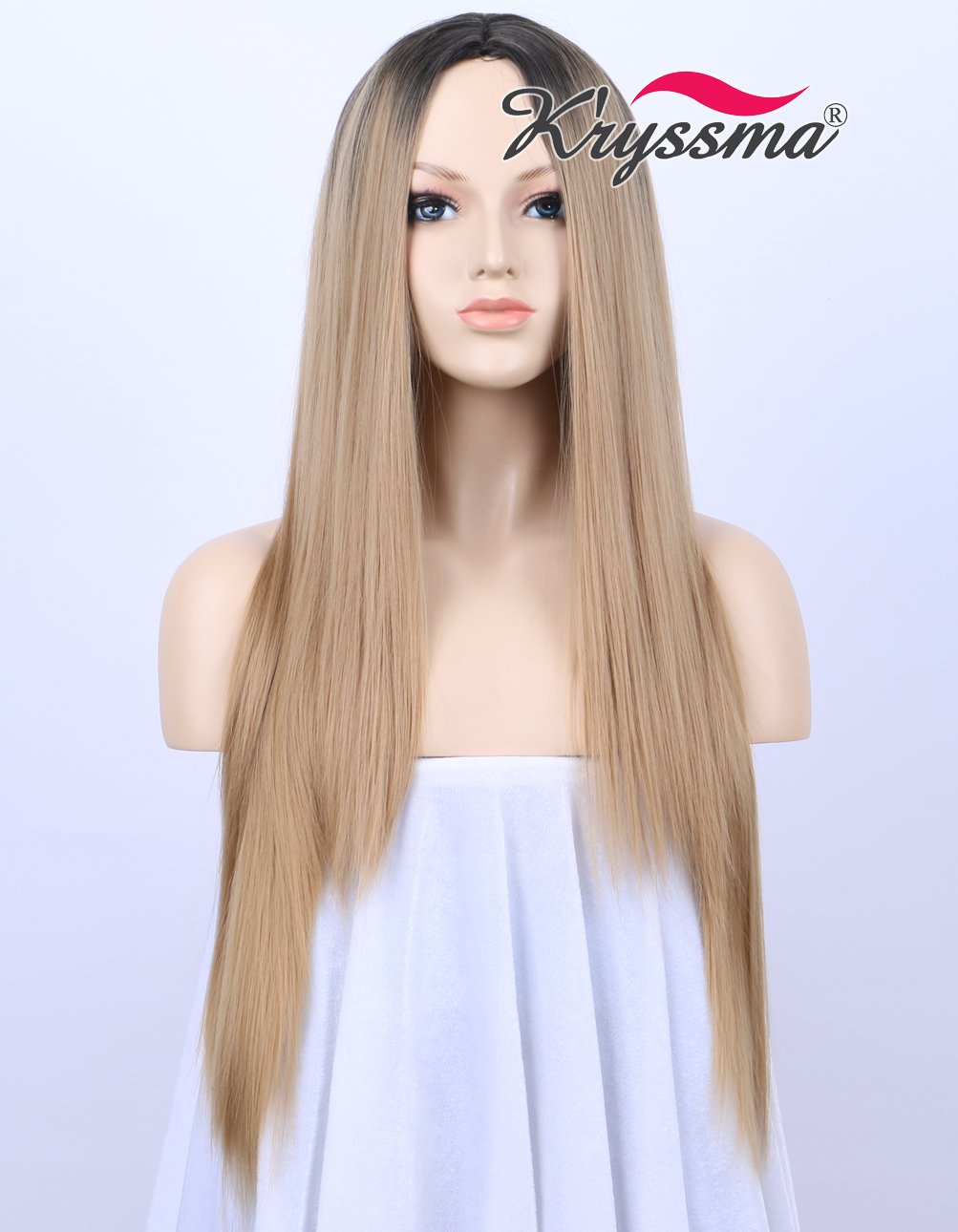 Kryssma Black Rooted Honey Blonde Wig Natural Looking Middle Part