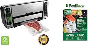 FoodSaver FM5860 Vacuum Sealer Machine with Express Bag Maker & Auto Bag Dispense and Rewind, Silver & 8