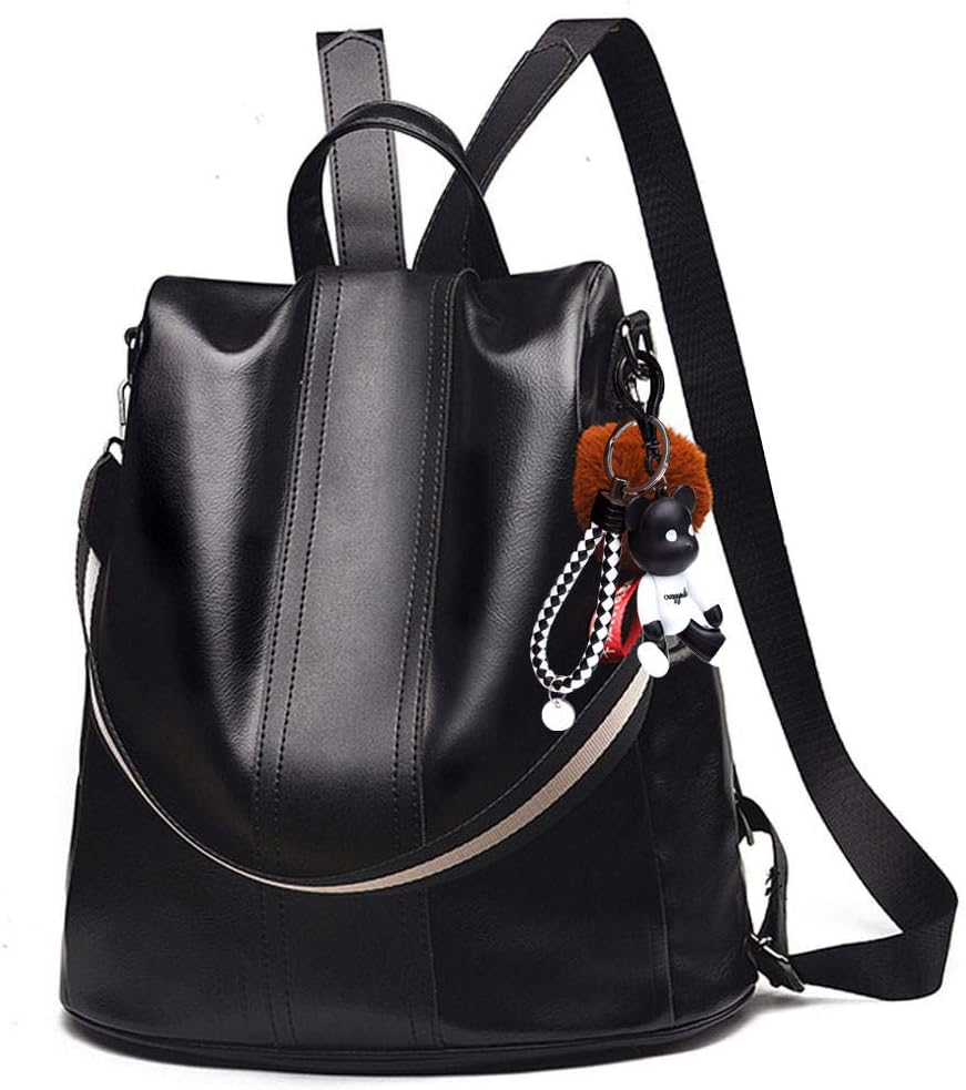 DEERWORD Women's Backpack Handbags Ladies Rucksack Shoulder Bags PU Leather Mini Anti-theft Dayback Black