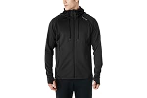TSLA Men's Full Zip Up Hoodie Jacket, Long Sleeve Performance Training Hoodie, Lightweight Workout Running Track Jackets