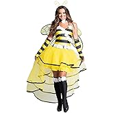 RUIWANBBY Halloween Bee Costume for Women Funny Animal Cosplay Halloween Bee Dress with Wings Cosplay Fancy Costume for Party