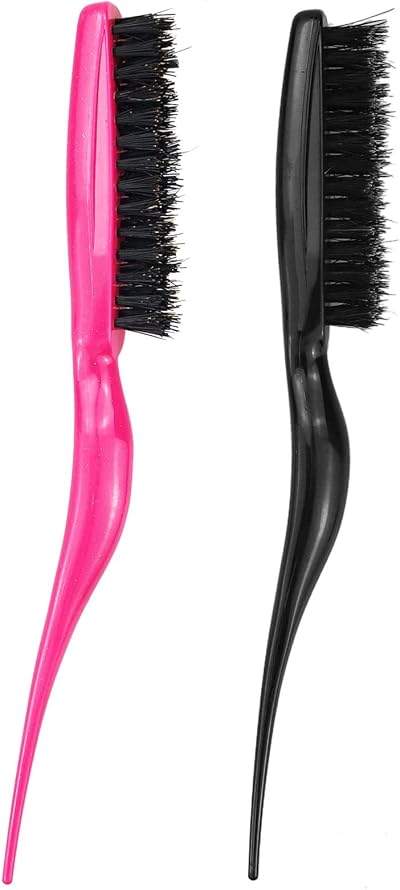 LAMXD 2 Pcs Hair Brush Set Teasing Combing Scalp Massage Straight Curly Black