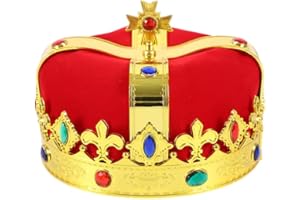 LEEMASING Royal Jeweled King's Crown For Unisex Halloween Costume Prom Cosplay Party Decorations