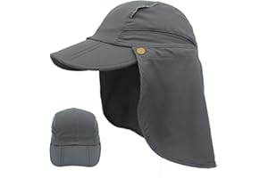 LLmoway Men Women Safari Fishing Sun Cap with Removable Neck Flap Quick Dry Hats