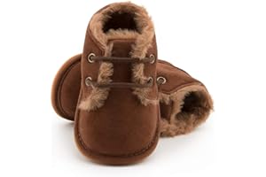 Zoolar Baby Unisex Warm Snow Boots Newborn Leather Fur Lace Up Ankle Anti-Slip Rubber Texture Sole Toddler Prewalker Winter Crib Shoes