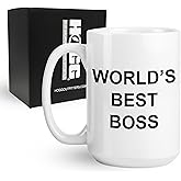 Hogg Worlds Best Boss Mug, The Office Mug, 15 oz Ceramic The Office Coffee Cup, World's Best Boss, Michael Scott Cup
