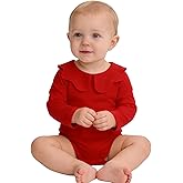 ZFZDRen 0-24M Infant Girls Ruffle Collar Bodysuit Baby Girl Casual Romper Toddler Solid Color Jumpsuit Winter Clothes