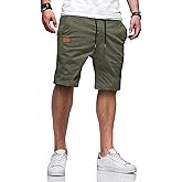 JMIERR Mens Casual Shorts - Cotton Drawstring Summer Beach Stretch Twill Chino Golf Shorts