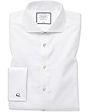 Extra Slim Fit Cutaway Non-Iron Twill White Cotton Formal Shirt Double Cuff by Charles Tyrwhitt