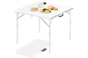 IWDOO 34" Folding Card Table, 3 Foot Portable Plastic Tables with Collapsible Legs & Carrying Handle, Fold in Half Square Table, Bi-Folding Commercial Tables for Indoor Outdoor Party Dining Camping