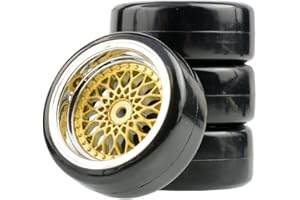 ZHIPAIJI 1/10 Drift Wheels Tires Set, Diameter 62mm RC Car Road Wheels and Tires with 12mm Hex RC Drift Car Tires Offset 3/6/9mm Fit for HSP HPI Sakura RC Car Accessories (Color : Offset6mm)