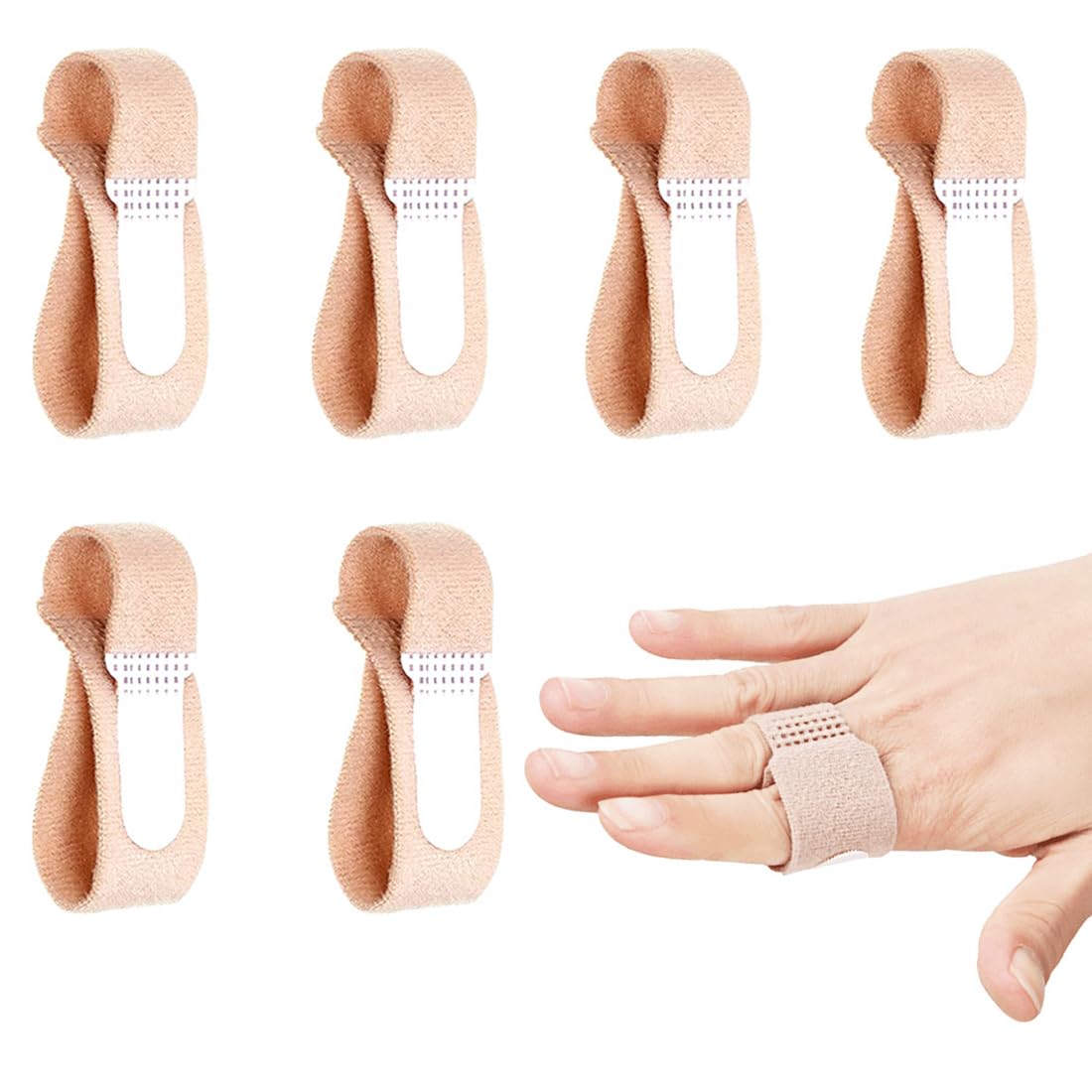 6 Pcs Finger Splints, Finger Buddy Wraps, Finger Brace Splint, Finger Brace Straps, for Mallet Finger, Curled Finger, Broken Finger, Osteoarthritis, Swollen, Dislocated finger Joint